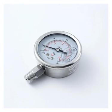 Imagem de Medidor de pressão com base NPT de 1/10.2 cm preenchida com glicerina -1-10 bar desempenho estável manômetro medidor de pressão de escala dupla testador de pressão