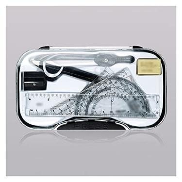 Imagem de Bússola matemática kit de geometria matemática bússola de metal com geometria de roda ferramenta de precisão para estudante ferramenta de desenho circular com caixa de armazenamento bússola para