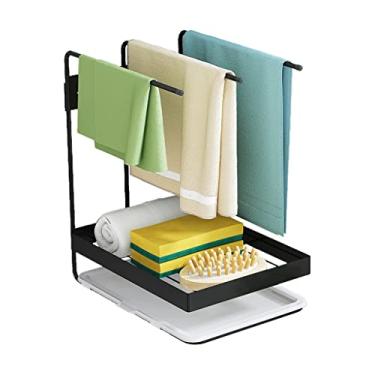 Imagem de P9IDEDFH Prateleira de cozinha de aço inoxidável grosso rack de armazenamento de esponja de parede almofada de limpeza para pia de toalha rack de drenagem