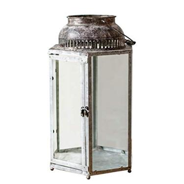 Imagem de Castiçal Castiçal Retro Castiçal de Metal Castiçal de Metal Interior Exterior À Prova de Vento Vidro Castiçal Jardim Pátio Pendurado Candelabro Decoração de Casa (Tamanho : 13,2 x 41 x 25,9 cm)