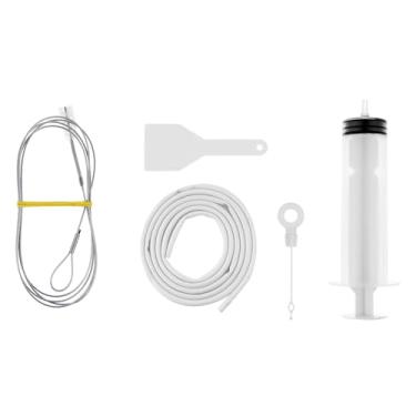 Imagem de 5 peças, ferramenta de limpeza de drenagem de teto solar, limpador de linha de água de geladeira compatível com linhas para 1,4 m/137 cm, para limpeza de dispensador de água, geladeira, orifícios de