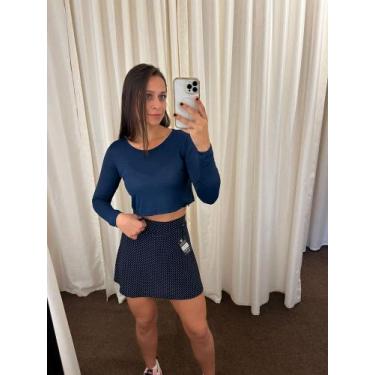 Imagem de Cropped Fitness Manga Longa Dry Fit - Viizzo Fitness, Azul marinho, G