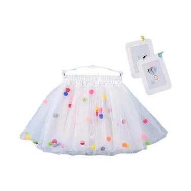Imagem de Saia Tutu Infantil de Tule com Pompom - Vestido de Princesa para Menin