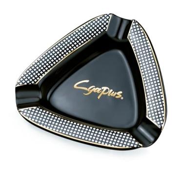 Imagem de Cinzeiro de charuto triângulo - grande descanso externo charutos cinzeiro para pátio/exterior/interior cinzeiro (preto)