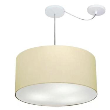 Imagem de Lustre Pendente Cilíndrico Com Desvio Md-4261 Cúpula Em Tecido 50x30cm Algodão Crú - Bivolt