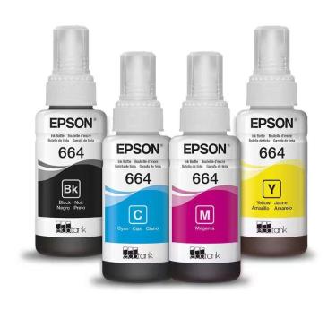Imagem de Kit De Tinta Original Epson T664 Magenta Amarelo Ciano Preto