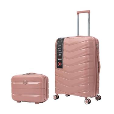 Imagem de Mala Média Expansível Cadeado TSA Original Antifurto Padrão ANAC Rodas Duplas 360° Removíveis + Frasqueira Rose