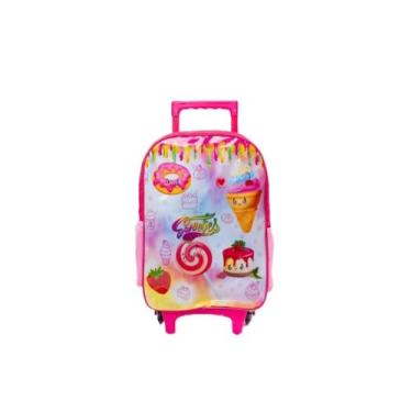 Imagem de Mochila Infantil de Rodinhas Rosa com 17L, Alças Reforçadas, 48cm de Altura, Ideal para Escola, Passeios e Organização Diária