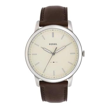 Imagem de Fossil Relógio masculino minimalista de aço inoxidável fino casual, Prata, marrom, One Size, O minimalista - FS5439