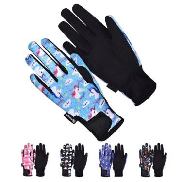 Imagem de Luvas infantis de equitação ChinFun Luvas de inverno para ciclismo, luvas quentes à prova de vento, perfeitas para ciclismo, corrida, esqui e atividades ao ar livre, pônei, azul, tamanho P 12-14