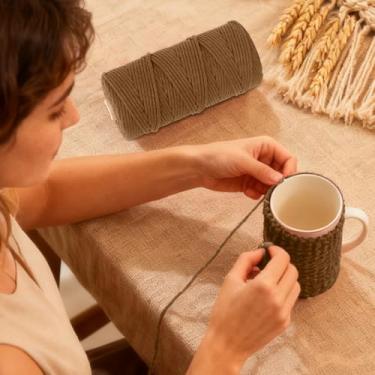 Imagem de Fio de algodão, corda artesanal macia para macramé, projetos de bricolage e muito mais, perfeita para pendurar na parede e decoração de casa