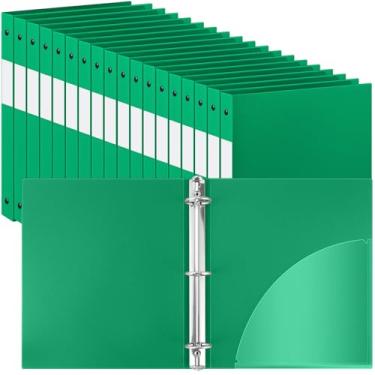 Imagem de Henoyso 48 fichários de plástico com 3 anéis de 2,5 cm e 3 argolas flexíveis para papel tamanho carta 21 x 28 cm, comporta até 225 folhas com 1 bolso, fichário versátil para escola, escritório, casa