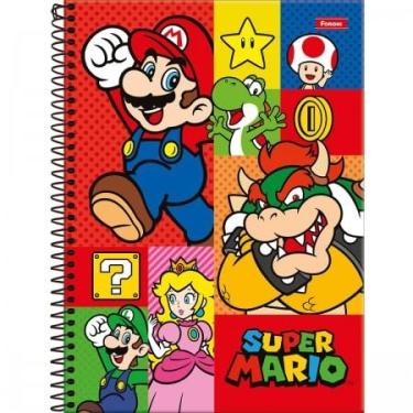 Imagem de Caderno Espiral 1/4 C/D 80 Folhas Super Mario Bros Foroni Capa Sortida