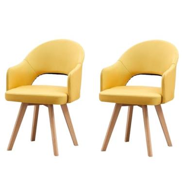 Imagem de HGTRH Cadeiras giratórias modernas, cadeiras de jantar de meados do século com apoio de braço e pernas de madeira maciça preta para escritório em casa, cozinha, B, 2 peças