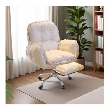 Imagem de HGTRH Cadeira de escritório giratória, cadeira executiva com apoio para os pés e apoio de braço, ajuste de altura de balanço de 30°, tecido tecnológico com detalhes de corda grossa, cadeira rolante