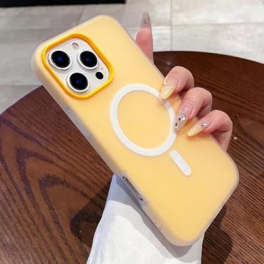 Imagem de HTVJFX Capa protetora magnética de silicone líquido 2 em 1 para iPhone 11 Pro com carregamento à prova de choque (para iPhone 11 Pro/laranja)