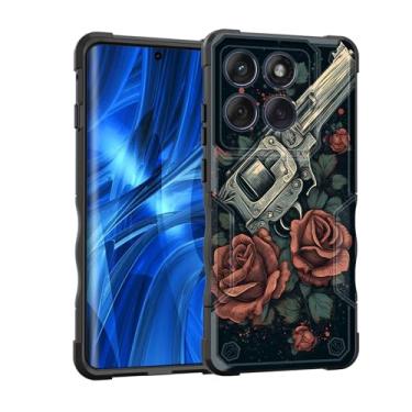 Imagem de EFGWSDER Capa para Moto Edge 2025, [camada dupla][proteção contra quedas de grau militar de 3,5 metros] Capa resistente à prova de choque para Motorola Moto Edge 2025 de 6,7 polegadas, armas e flores