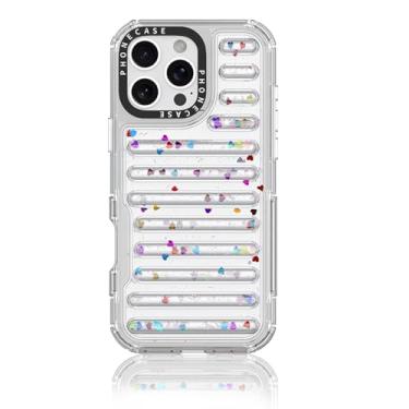 Imagem de HTVJFX Capa protetora com almofada de ar e glitter em formato de coração para iPhone 16 Pro Max, à prova de choque (para iPhone 16 Pro Max/TL)