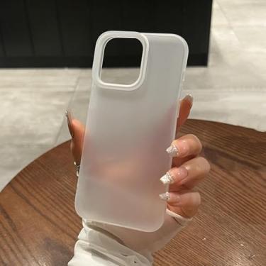 Imagem de HTVJFX Capa de silicone macia, transparente e fosca, à prova de choque, para iPhone 15 Plus (cor de doce) (para iPhone 15 Plus/branco)