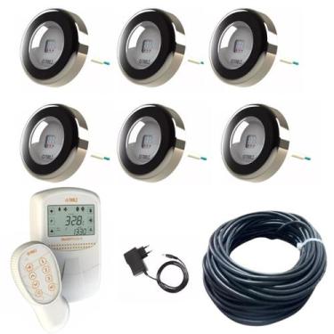 Imagem de Kit 6 Led Refletor Iluminação Piscina Rgb 6w Cabo 20m Tholz
