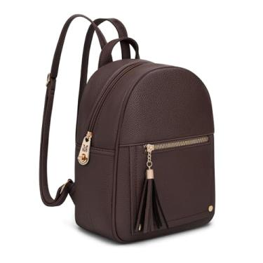 Imagem de Mochila média feminina antifurto com zíper seguro e borla, Mini café, Small, Mochilas de viagem