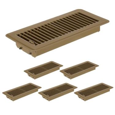 Imagem de PATIKIL Coberturas de ventilação de chão de 10 x 25 cm, 6 peças de registros de piso capas de ventilação de ar de metal resistente para ventilação de ar fácil ajustável para grades de teto de parede