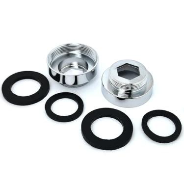 Imagem de 2 conjuntos M28x1.0 Rosca fêmea para M22 Kit adaptador de mangueira de água de torneira de rosca macho, adaptador aerador de torneira de latão para pia de cozinha (prata)