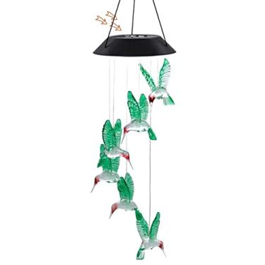Imagem de Luz de Campainha do Vento Solar Beija-flor LED Gradiente Decoração Jardim Paisagem Romântica Autocarregável Auto Sem Fiação