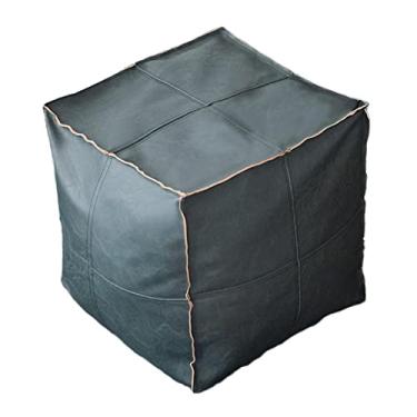 Imagem de WeiLaiKeQi Capa para Pufe Boho Sem Enchimento, Banqueta com Espaço para Armazenamento, Almofada de Chão para Otomana, para Baixo, quadrado azul, Tamanho real