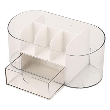 Imagem de Organizador de maquiagem tipo gaveta de mesa transparente caixa de armazenamento compartimentada para produtos cosméticos de cuidados com a pele Material ABS 19 x 9 x 8 5 cm (Branca)