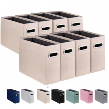Imagem de ComfortKeeper Pacote com 8 caixas de armazenamento de arquivos tamanho carta dobrável, organizador de pastas de arquivos de tecido, suporte portátil de documentos de escritório com alça de metal