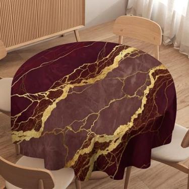 Imagem de Toalha de mesa de mármore, ouro vermelho, luxuosa, abstrata, moderna, para fazenda, casa, cozinha, jantar, festa, pátio, interior, exterior, redonda, 178 x 178 cm
