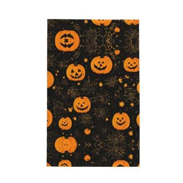 Imagem de XLLingL Toalhas de cozinha de waffle com estampa de abóbora de Halloween, panos de prato de microfibra, para decoração e limpeza de cozinha - 1 peça