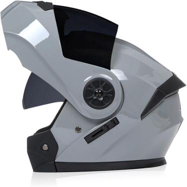 Imagem de Capacete De Motocicleta Flip-up Modular Capacetes De Moto Dot/Ece Aprovado Capacete Integral Crash Scooter Capacete Viseiras Duplas Flip Up Capacetes De Motocicleta Para Homens Mul, F, L/59-60CM