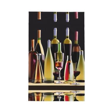 Imagem de XLLingL Copos de coquetel e garrafas de vinho impressão Waffle toalhas de cozinha, panos de prato de microfibra, para decoração e limpeza de cozinha - 1 peça