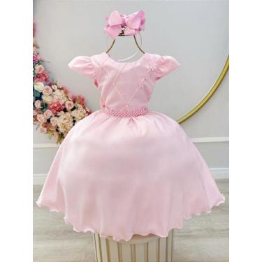 Imagem de Vestido Infantil Rosa para Festa de Aniversário Luxo Menina - no-brand
