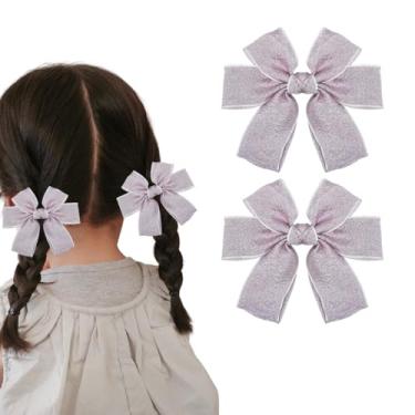 Imagem de Grampos de cabelo de jacaré roxo com laço de 10 cm, presilhas de cabelo para boutique para festa de aniversário, casamento, acessórios de cabelo, 2 peças