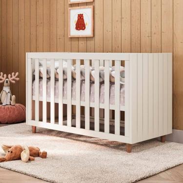 Imagem de Berço 3 em 1 com Colchão 4 Níveis Valentina Branco Soft / Jequitibá