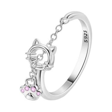 Imagem de Anéis Divididos Em Forma De Borboleta Com Zircônia Azul, Cor Prata 925