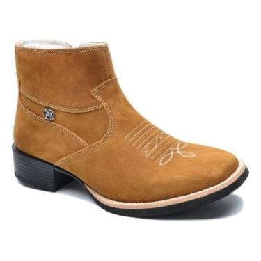 Imagem de Bota Country Masculina Couro Nobuck Cano Médio Zíper Lateral Conforto-Masculino