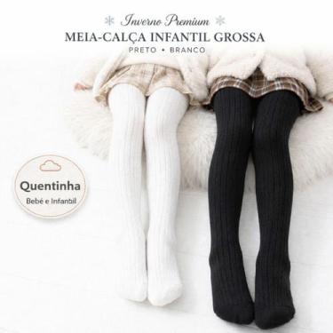Imagem de Kit 2 Meias Calça Bebê e Infantil Grossa Inverno Quentinha Feminina - 