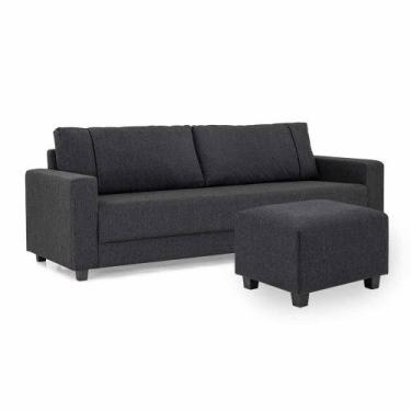 Imagem de Sofá 3,5 Lugares com Puff Herval Clean, Linho Grafite