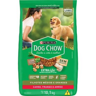 Imagem de Ração Seca Nestlé Purina Dog Chow Extra Life Carne, Frango e Arroz Cães Filhotes Todas as Raças - 10,1 Kg