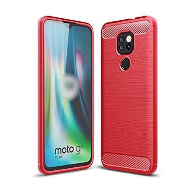 Imagem de Capa protetora para celular compatível com Motorola Moto G9 Play, compatível com Motorola Moto E7 Plus, capa de TPU à prova de choque com textura de fibra de carbono à prova de choque resistente a quebras