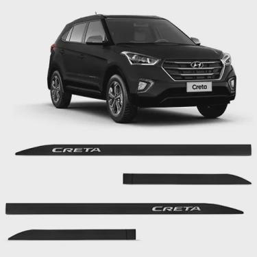 Imagem de Friso Lateral Hyundai Creta 2016 a 2021 Protetor de Portas Preto Onix 4 Peças