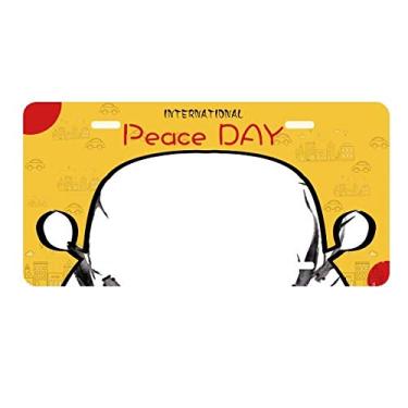 Imagem de DIYthinker Placa de carro de peixe de carpa preta chinesa Placa de carro Decoração Dia da Paz