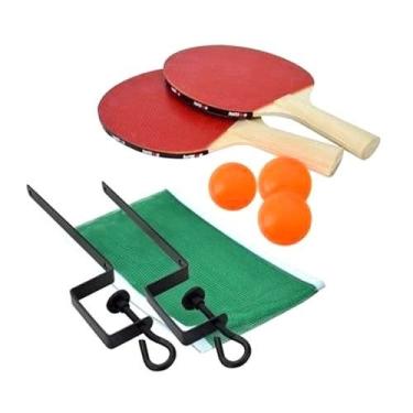Imagem de Kit Ping Pong 2 Raquetes 3 Bolinhas Rede Tenis De Mesa Suporte (9395)