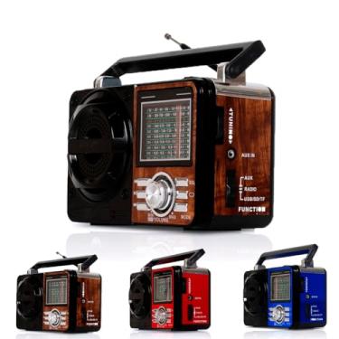 Imagem de Rádio Portátil Fm/Am Bluetooth Usb Bivolt E Pilha - Caixa De Som 110V/220v Vintage Antigo Retro Recarregavel (Marrom)
