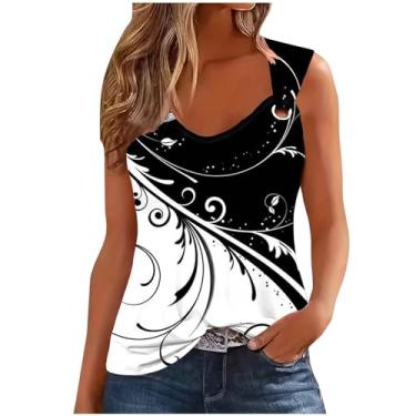 Imagem de Camisetas femininas sem mangas com estampa floral folgada para mulheres verão outono 2024 moda, Z-851 multicolorido, P