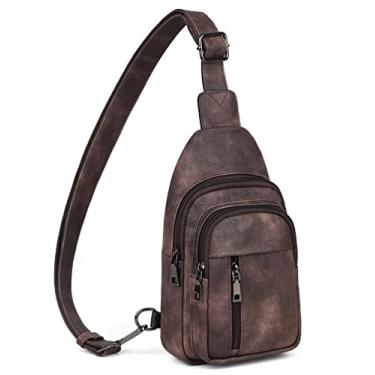 Imagem de MASINTOR Bolsa tiracolo feminina – pochete com couro vegano – Alça ajustável para viagens, Mocha Cofee, Transversal